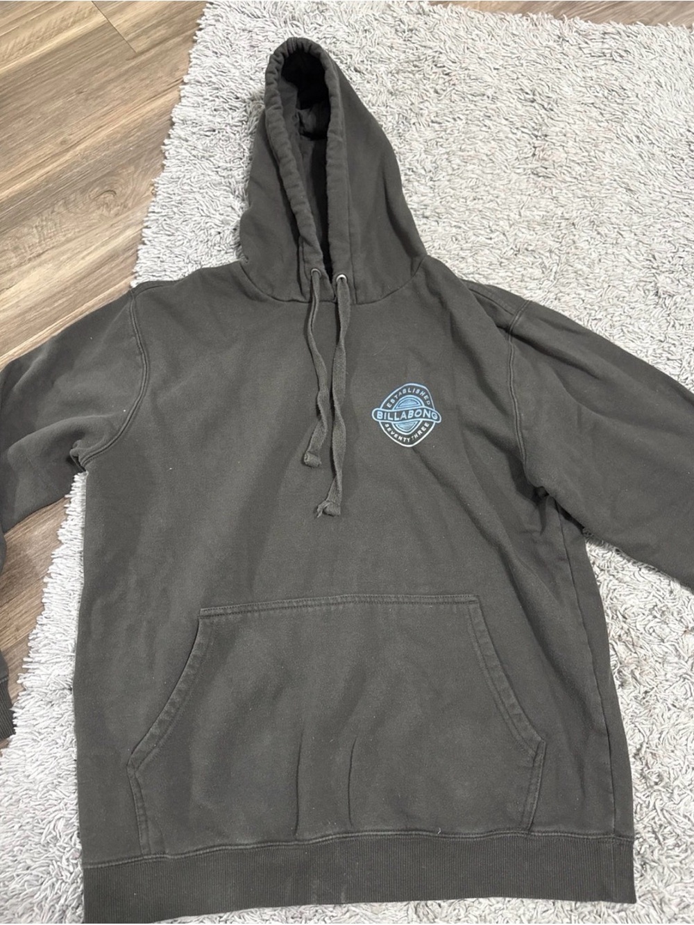 Billabong Men's Charcoal Crewneck Hoodie with Small Logo